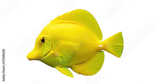 Fotografía Isolated bright yellow tang fish swimming underwater, tropical marine life speci