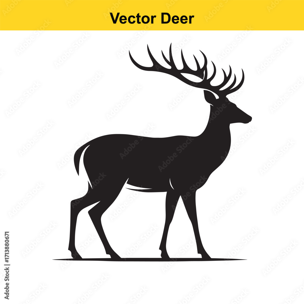 Obraz premium Deer Silhouette – Minimalist Wildlife Vector Art