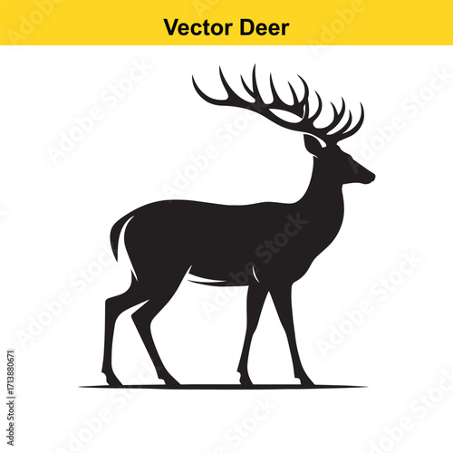 Deer Silhouette – Minimalist Wildlife Vector Art