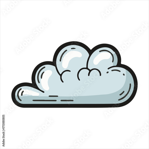 Cartoon illustration of a fluffy, light-blue cumulus cloud.