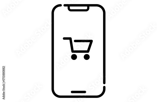 ネットショッピングアプリを表すスマホとカートイラスト