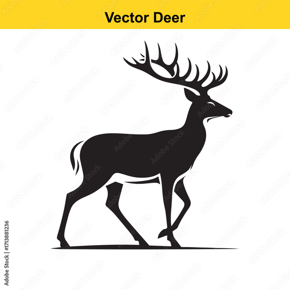 Obraz premium Deer Silhouette – Minimalist Wildlife Vector Art