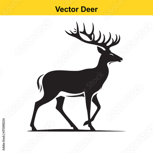 Deer Silhouette – Minimalist Wildlife Vector Art