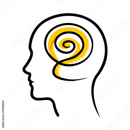 Human Head With Spiral Stress Sign Icon For Web And Graphic Design