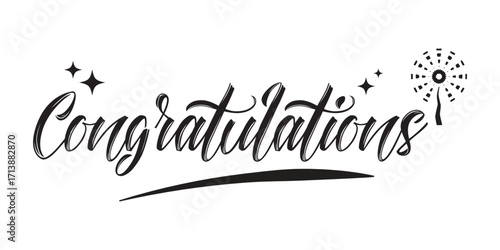 Congratulations calligraphy script typography vector illustration on white background. congratulations text typography vector. Eps 10.