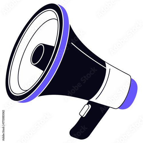 Illustration of a purple and black megaphone