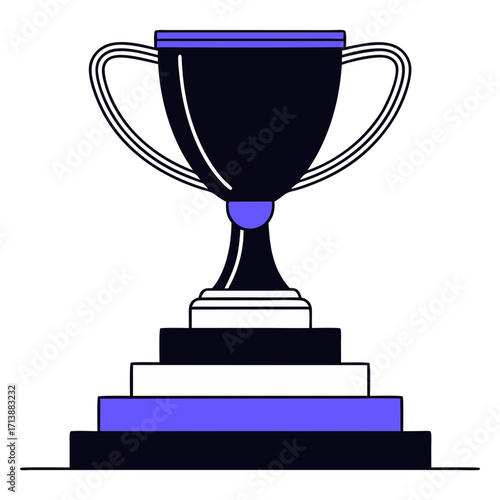 Illustration of a trophy on a staircase
