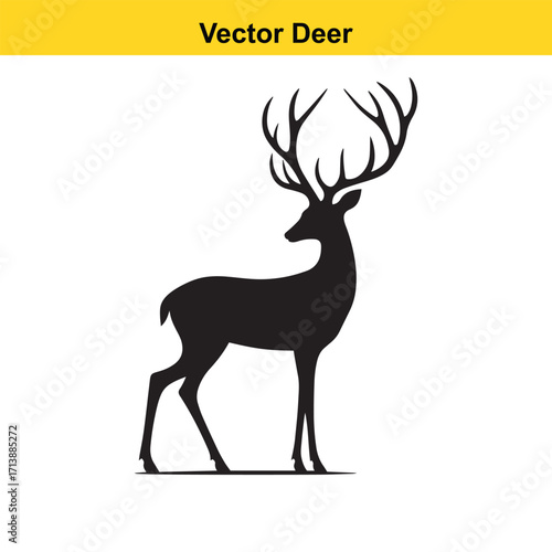 Deer Silhouette – Minimalist Wildlife Vector Art