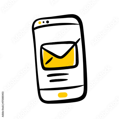 Smartphone With Email Envelope Symbol Icon For Web And Graphic Design