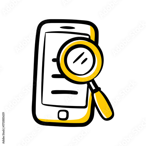 Smartphone With Magnifying Glass Search Icon For Web And Graphic Design