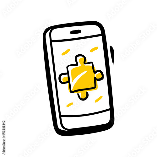 Smartphone With Puzzle App Integration Icon For Web And Graphic Design