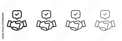 Negotiation Icon Set With Multiple Line Styles Vector Illustration