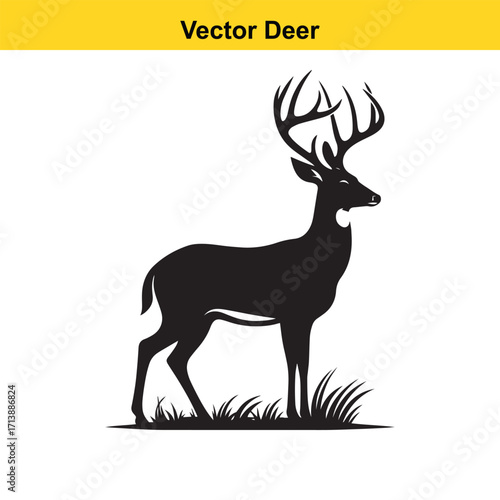 Deer Silhouette – Minimalist Wildlife Vector Art