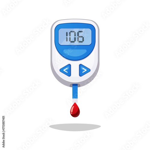 Glucometer device for blood sugar test vector isolated on white background