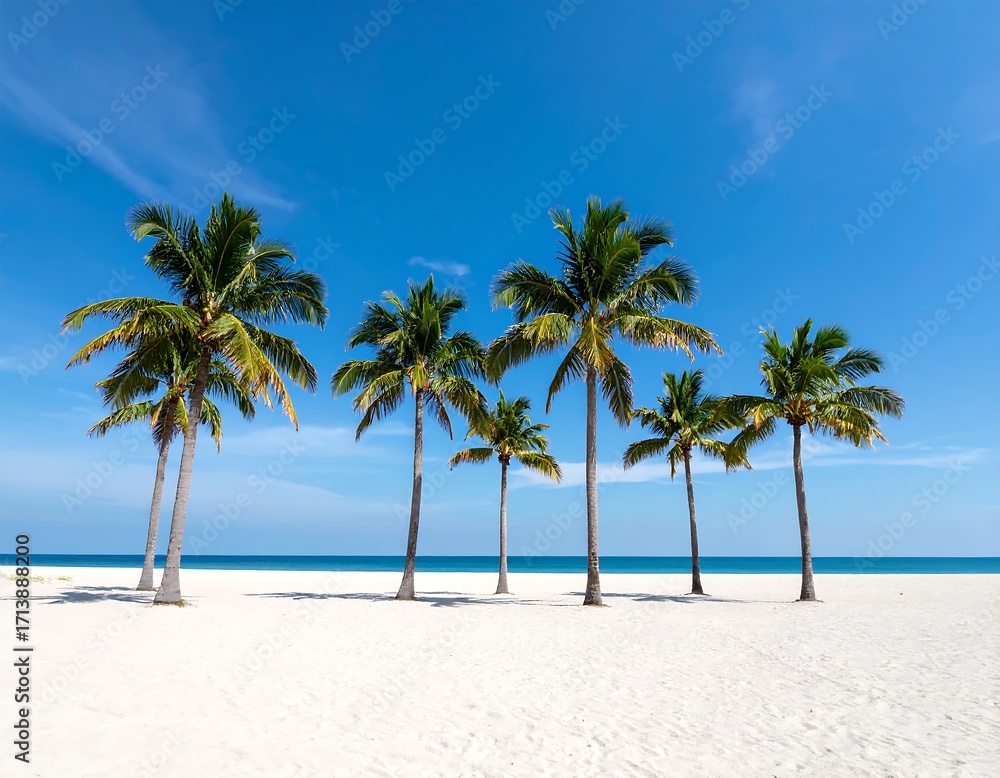 Fototapeta premium Tropical beach scene with palm trees (3)