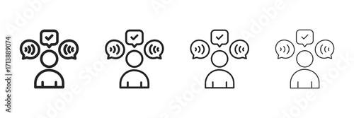 Active Listening Icon Set With Multiple Line Styles Vector Illustration