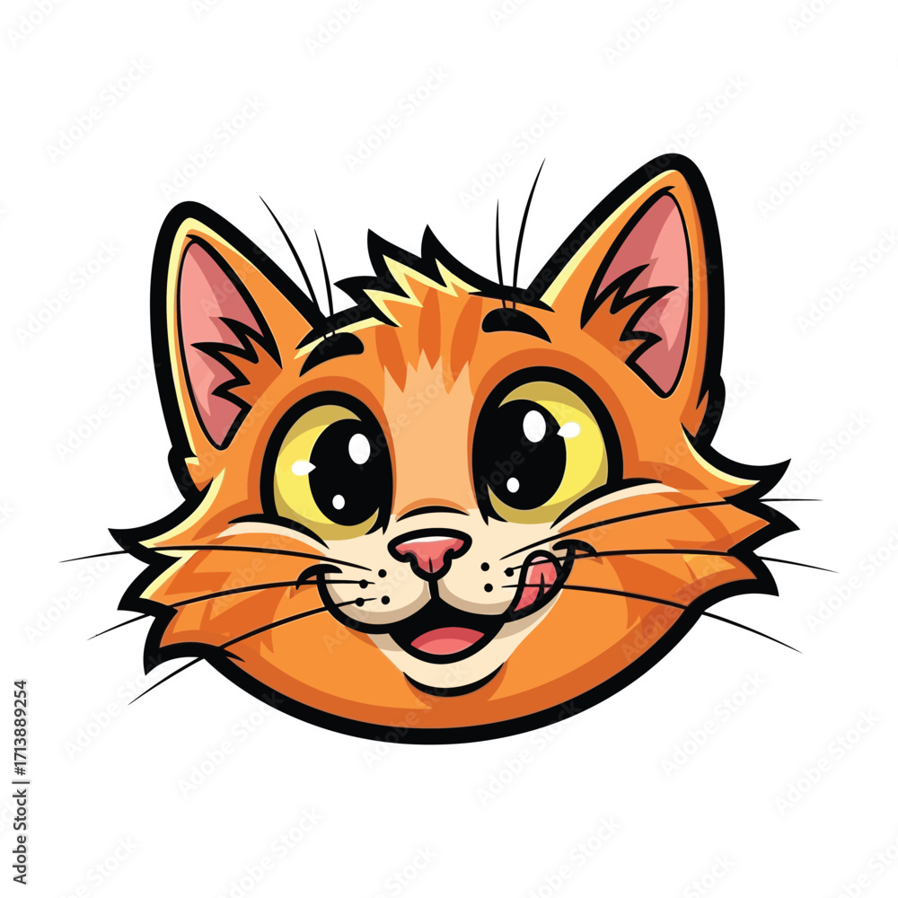 Obraz premium Cheerful Cat Illustration: A delightful illustration of a cheerful cat, with bright eyes, and a playful expression, perfectly capturing the essence of happiness and feline charm.