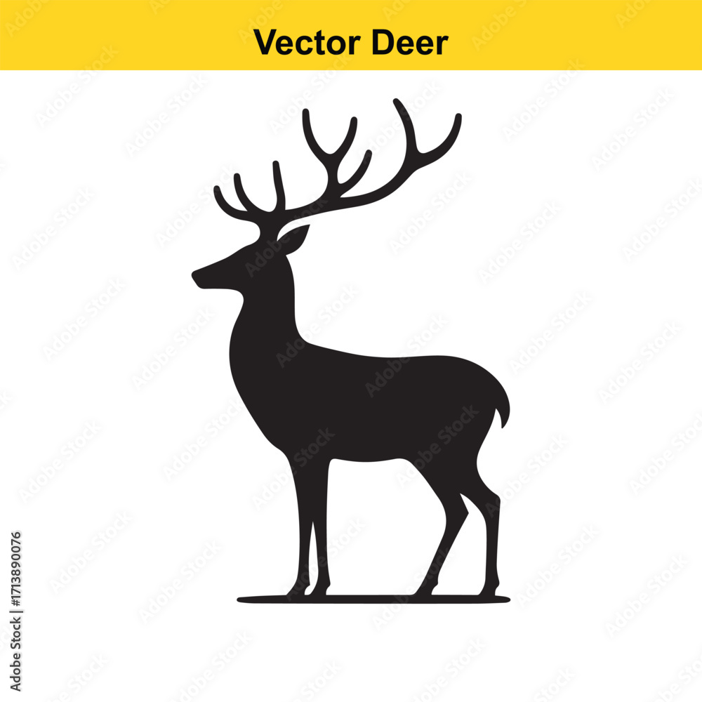 Fototapeta premium Deer Silhouette – Minimalist Wildlife Vector Art