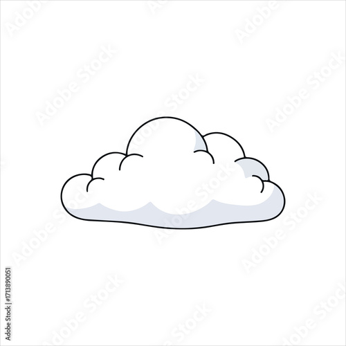 Simple cartoon drawing of a cumulus cloud against a plain background.