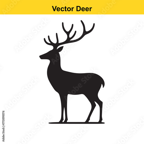 Deer Silhouette – Minimalist Wildlife Vector Art