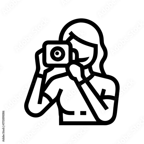 Female photographer taking a picture with camera design concept