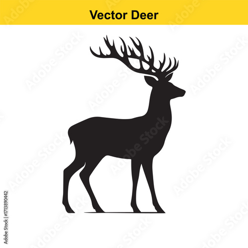 Deer Silhouette – Minimalist Wildlife Vector Art