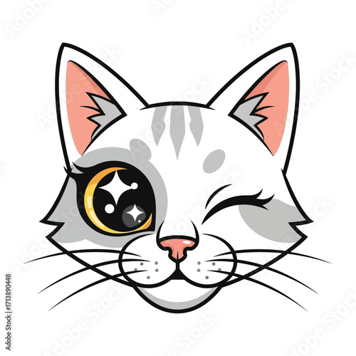 Enchanting Cat: Captivating the charm of a winking feline with a uniquely expressive eye