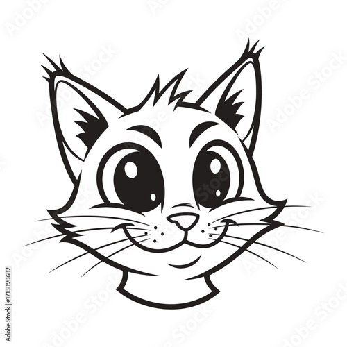 Cartoon Cat Portrait: A charming cartoon cat portrait, perfect for illustration projects. featuring its playful smile, delightful eyes, and a touch of whimsy to capture the viewer's attention.