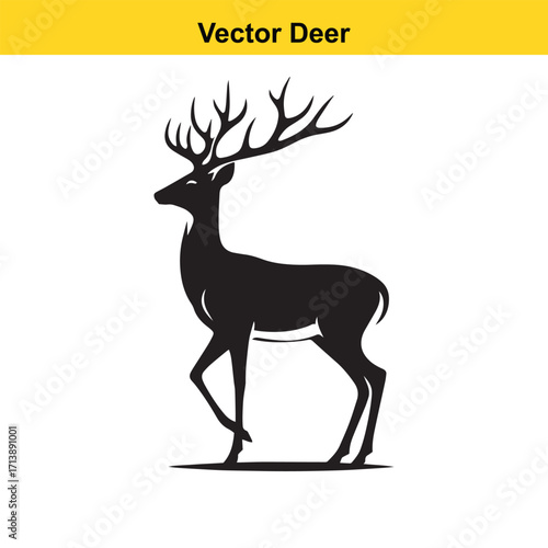 Deer Silhouette – Minimalist Wildlife Vector Art