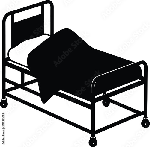 Illustration of a hospital bed with a blanket