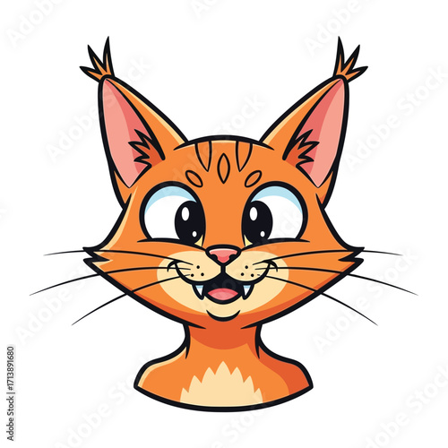 Joyful Cat Cartoon: This adorable cartoon cat, with a vibrant coat, playful expression, and sparkling eyes, radiates joy and happiness. The image, a testament to simple pleasures and positive vibes.
