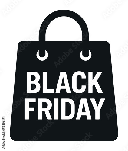 Black friday shopping icon with shopping bag illustration for promotional use