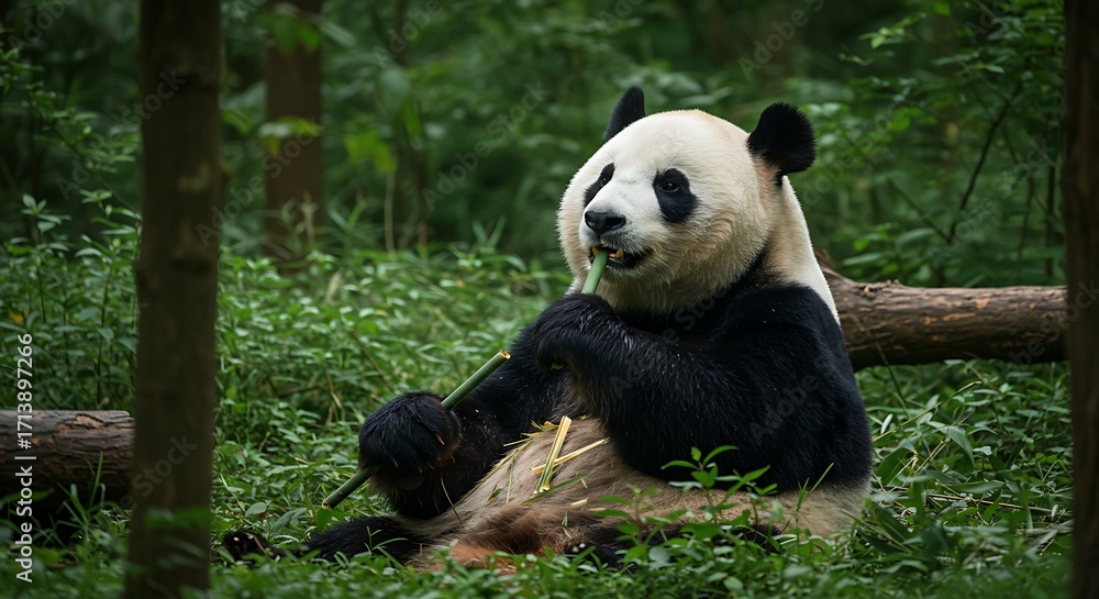 Fototapeta premium Panda in Bamboo Forest