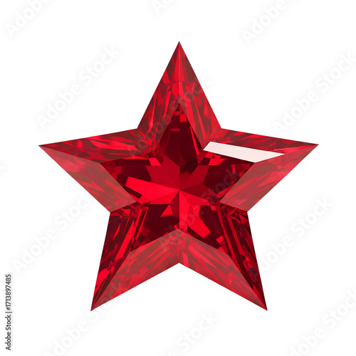 
Five-pointed star with ruby ​​texture isolated on transparent background