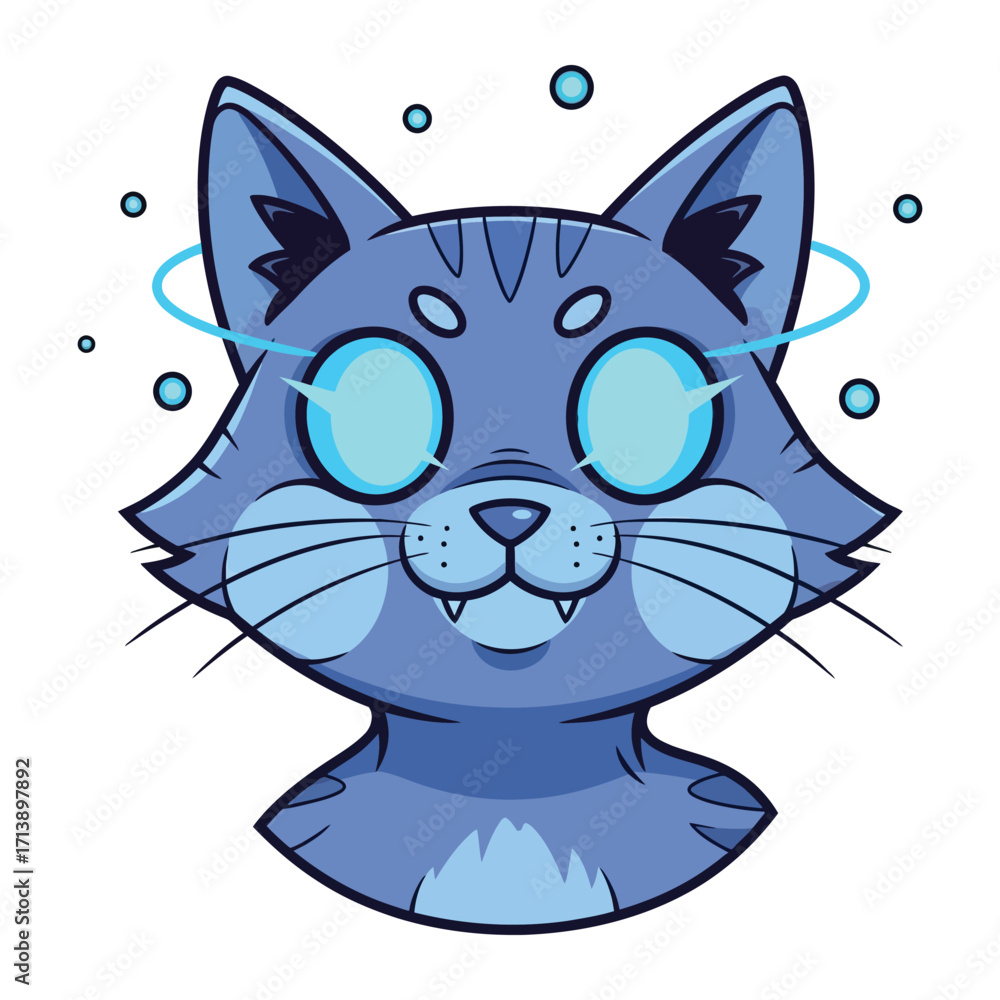 Obraz premium Celestial Cat: A whimsical depiction of a radiant cat with glowing eyes and a halo, symbolizing mystical insight and cosmic serenity.