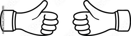 Two black and white thumbs up icons symbol gesture