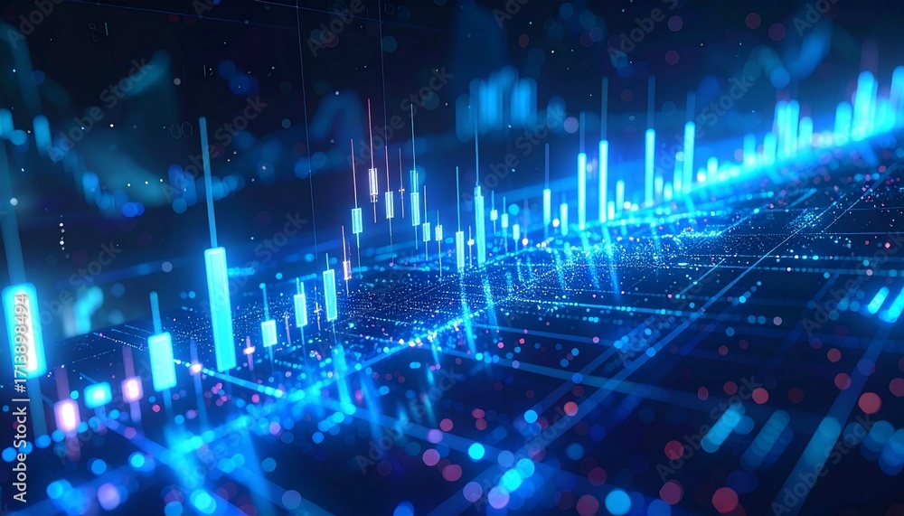 Fototapeta premium Abstract Futuristic Data Visualization of Stock Market Chart Technology