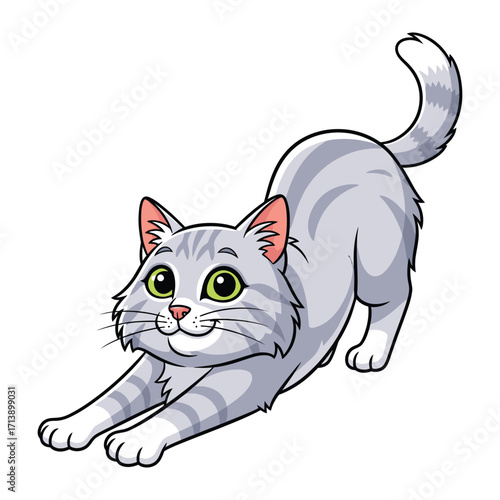 Playful Cat: A vibrant illustration showcases a happy cat, the perfect blend of charm, agility and friendly charm.