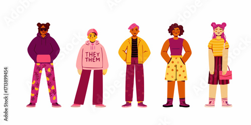 Diverse Group of People with Modern Fashion diversity