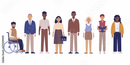 Diverse group of professionals with one person in a wheelchair