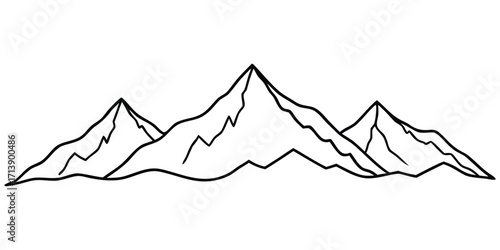 Black outline of three mountain peaks mountains