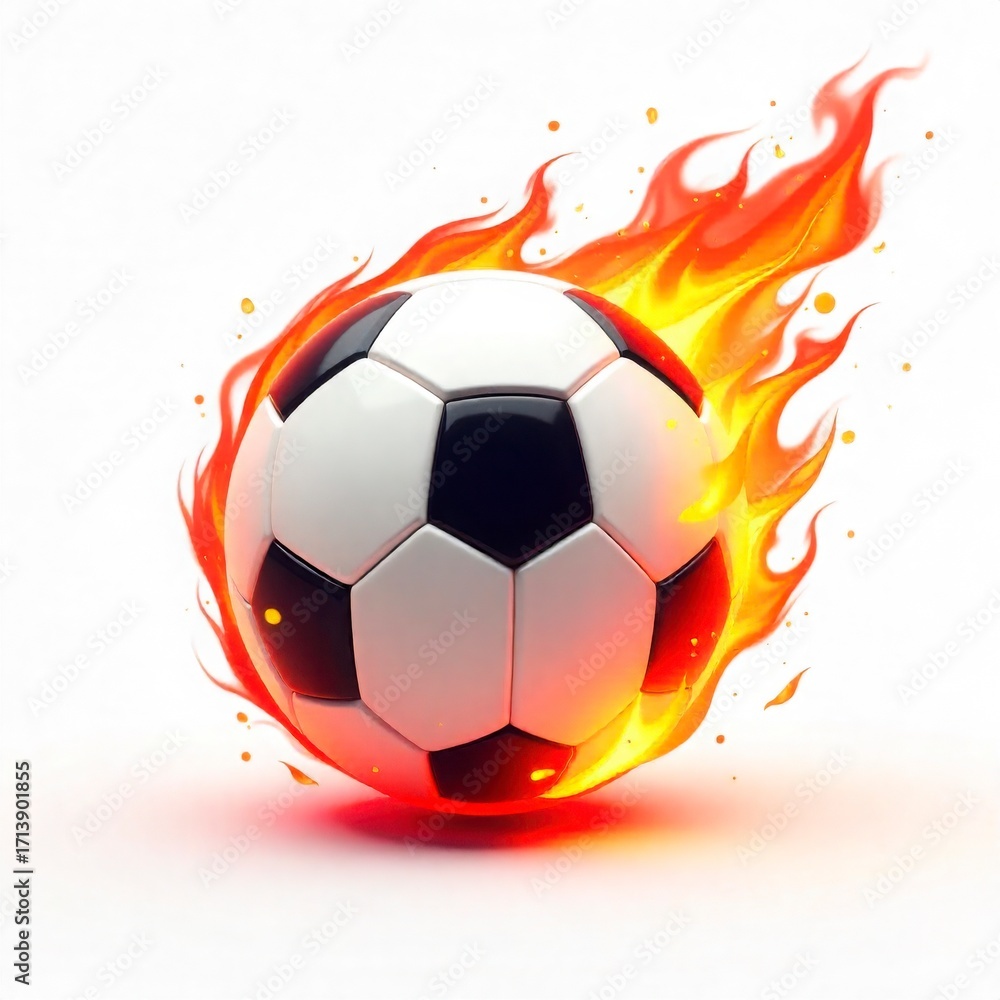 Fototapeta premium Soccer Ball with Flaming Trail Vector Icon on White Background
