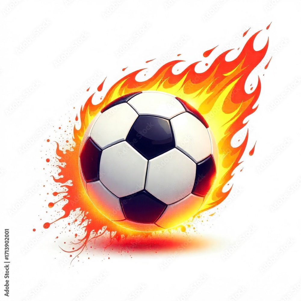 Naklejka premium Soccer Ball with Flaming Trail Vector Icon on White Background