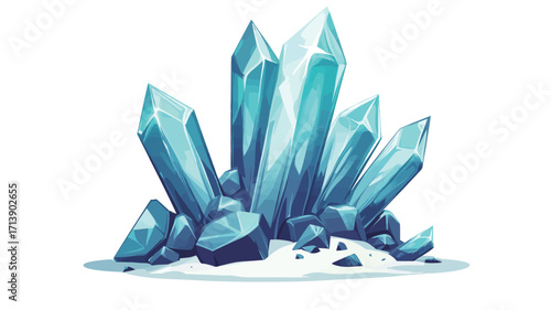 A digital illustration depicting a cluster of stylized blue crystals.  The crystals are rendered with sharp facets and a translucent quality, giving the impression of sparkle and shine. 
