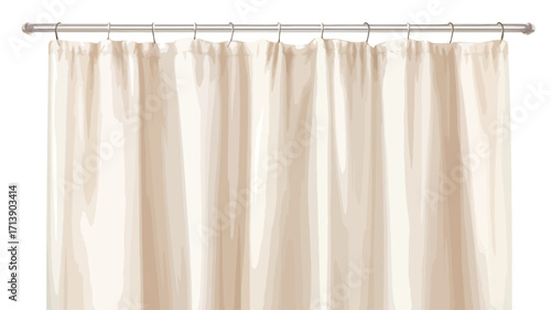 Close-up studio shot of a set of cream and white sheer curtains hanging from a silver metal curtain rod. The curtains are evenly pleated and appear to be made of a lightweight, translucent fabric.