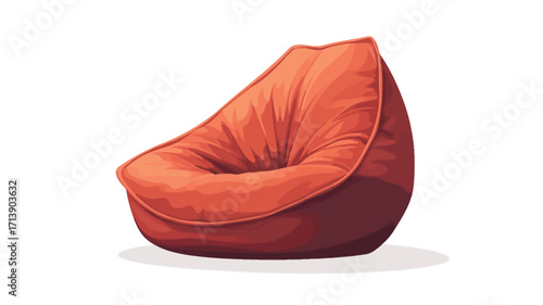 Digital illustration of an orange beanbag chair. The beanbag is depicted in a three-quarter view, showcasing its soft, plush texture and form. The color is a blend of orange and reddish-brown