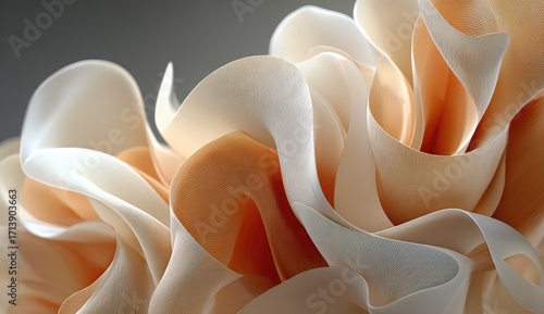 Abstract swirls of light peach and ivory fabric