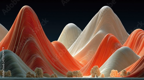 Abstract landscape of flowing mountains