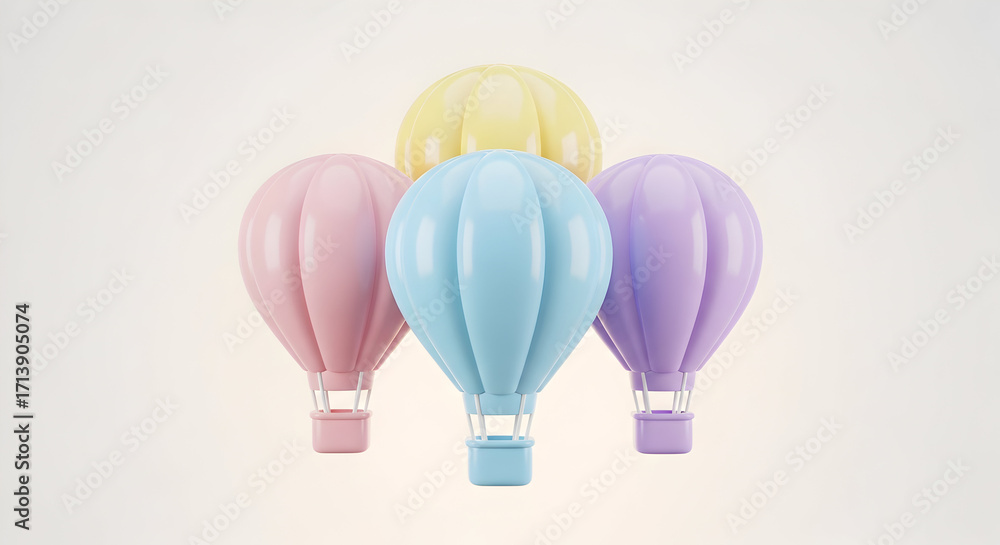 Naklejka premium Four pastel colored hot air balloons floating together