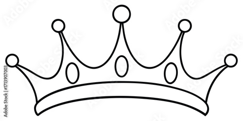 Black outline crown with circles and ovals royal king